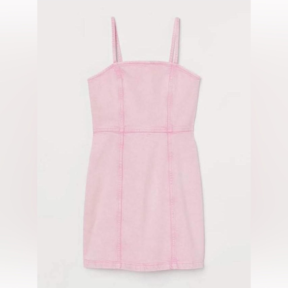 H&M bodycon pink denim dress